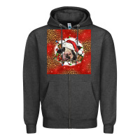Charcoal Heather christmas cow Zipper Hoodie - LillyAllenDesigns