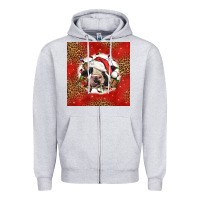 Heather Grey christmas cow Zipper Hoodie - LillyAllenDesigns