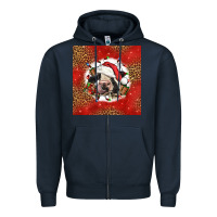 Navy christmas cow Zipper Hoodie - LillyAllenDesigns