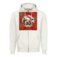 Oatmeal Heather christmas cow Zipper Hoodie - LillyAllenDesigns
