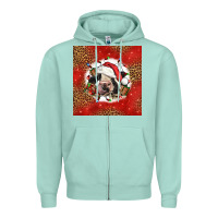 Seafoam christmas cow Zipper Hoodie - LillyAllenDesigns