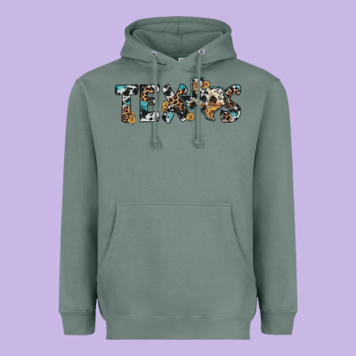 Texas Sunflower Cowhide Leopard Texas Map Heavyweight Hoodie Designed By Artiststas