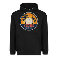 Black Vieques Puerto Rico Heavyweight Hoodie - minhPixels