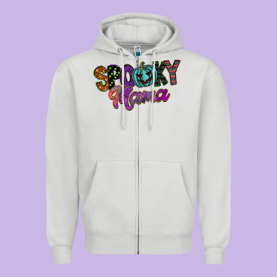 Spooky Mama Zipper Hoodie Designed By Sublimationcraftshop