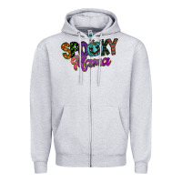 Heather Grey spooky mama Zipper Hoodie - SublimationCraftShop