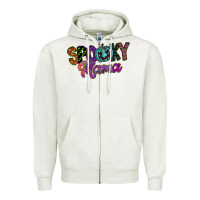 Oatmeal Heather spooky mama Zipper Hoodie - SublimationCraftShop