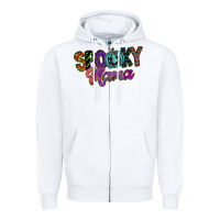 White spooky mama Zipper Hoodie - SublimationCraftShop