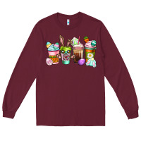 Burgundy Easter coffee cups Easter Day Long Sleeve Tee - CowGirlArtShop