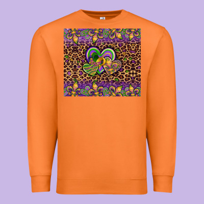 Mardi Gras Fleur De Lis Hearts Leopard Glitter Premium Sweatshirt Designed By Artiststas