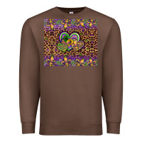 Chestnut mardi gras fleur de lis hearts leopard glitter Premium Sweatshirt - Artiststas