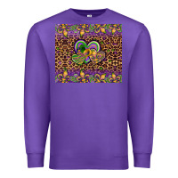 Purple mardi gras fleur de lis hearts leopard glitter Premium Sweatshirt - Artiststas