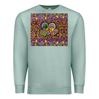 Seafoam mardi gras fleur de lis hearts leopard glitter Premium Sweatshirt - Artiststas