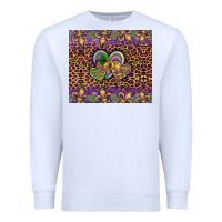 White mardi gras fleur de lis hearts leopard glitter Premium Sweatshirt - Artiststas