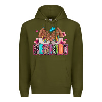 Army Green Periodt afro woman nail art Premium Hoodie - RanaPortraitStore