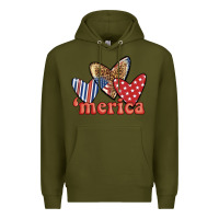 Army Green merica 4th of july hearts Premium Hoodie - BundleAndBundleShop