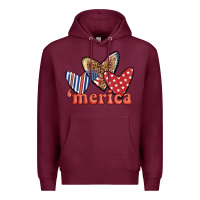 Burgundy merica 4th of july hearts Premium Hoodie - BundleAndBundleShop