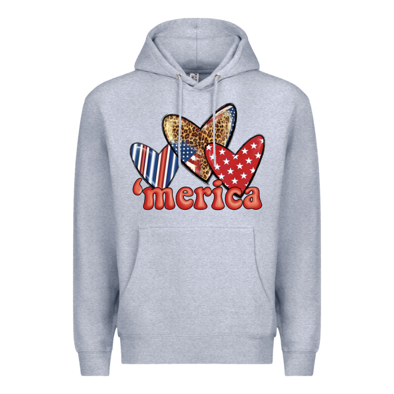 Merica 4th Of July Hearts Premium Hoodie by BundleAndBundleShop | Teevron