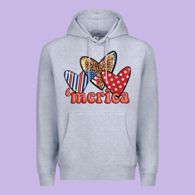 Merica 4th Of July Hearts Premium Hoodie Designed By Bundleandbundleshop