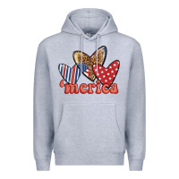 Heather Grey merica 4th of july hearts Premium Hoodie - BundleAndBundleShop