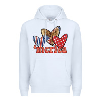 White merica 4th of july hearts Premium Hoodie - BundleAndBundleShop