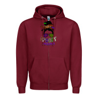 Burgundy spooky mama Zipper Hoodie - SublimationCraftShop