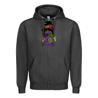 Charcoal Heather spooky mama Zipper Hoodie - SublimationCraftShop
