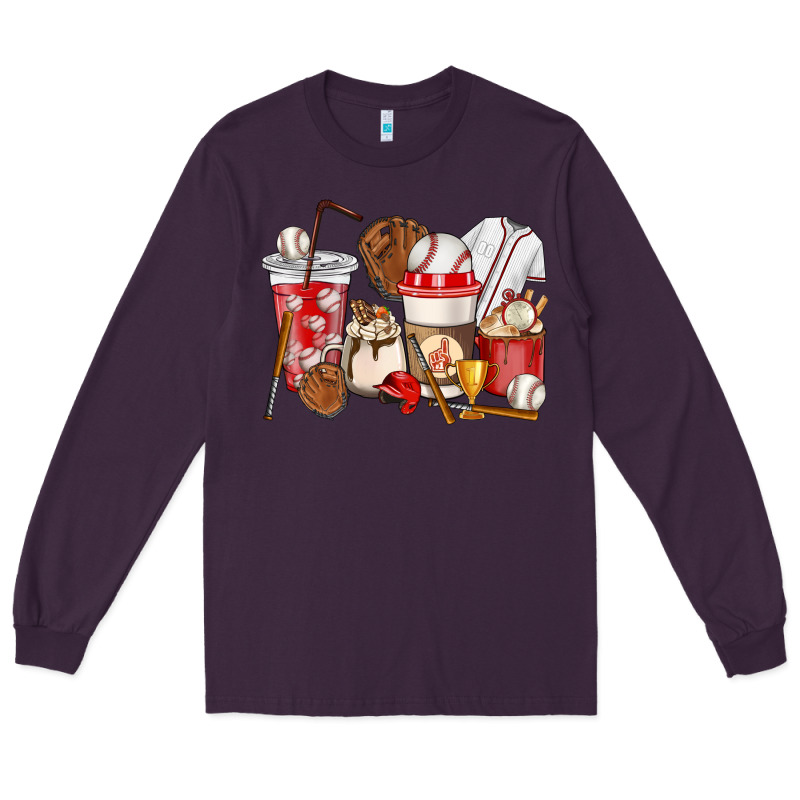Baseball Coffee Cups Long Sleeve Tee by HowdyJamesFarm | Teevron