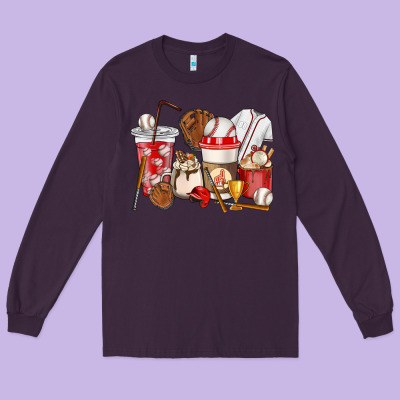 Baseball Coffee Cups Long Sleeve Tee Designed By Howdyjamesfarm
