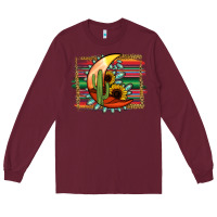 Burgundy Desert Moon With Serape Background Long Sleeve Tee - Jasminsmagicworld