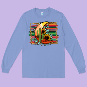 Desert Moon With Serape Background Long Sleeve Tee Designed By Jasminsmagicworld
