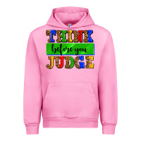 Fuchsia Pink think before you judge Urban Hoodie - AdoDesignShop
