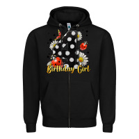 Black ladybug birthday girl age 4 Zipper Hoodie - LillyAllenDesigns