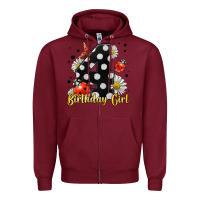 Burgundy ladybug birthday girl age 4 Zipper Hoodie - LillyAllenDesigns