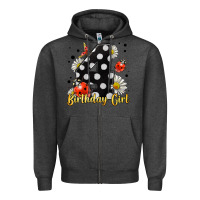 Charcoal Heather ladybug birthday girl age 4 Zipper Hoodie - LillyAllenDesigns