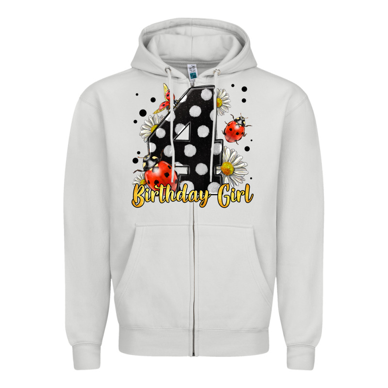 Ladybug Birthday Girl Age 4 Zipper Hoodie by LillyAllenDesigns | Teevron