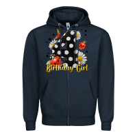 Navy ladybug birthday girl age 4 Zipper Hoodie - LillyAllenDesigns