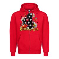 Red ladybug birthday girl age 4 Zipper Hoodie - LillyAllenDesigns