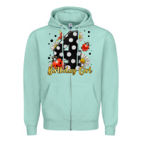 Seafoam ladybug birthday girl age 4 Zipper Hoodie - LillyAllenDesigns