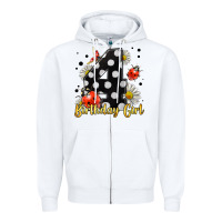 White ladybug birthday girl age 4 Zipper Hoodie - LillyAllenDesigns