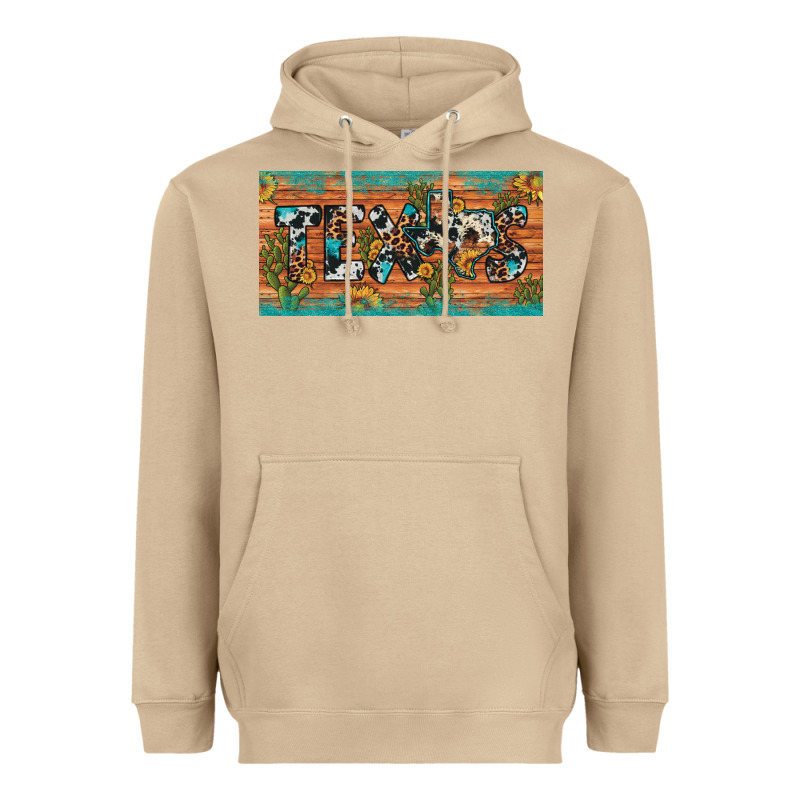 Texas Sunflower Cactus Cowhide Leopard Licence Plate Heavyweight Hoodie by Artiststas | Teevron