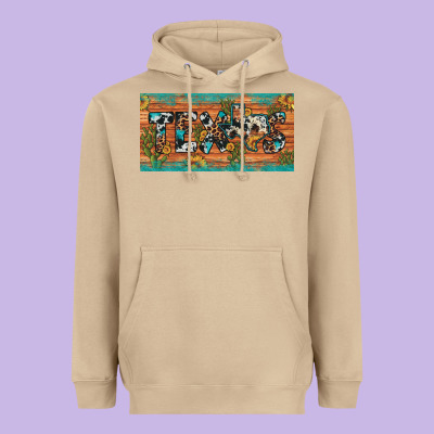 Texas Sunflower Cactus Cowhide Leopard Licence Plate Heavyweight Hoodie Designed By Artiststas