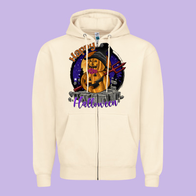 Happy Halloween Zipper Hoodie Designed By Sublimationcraftshop