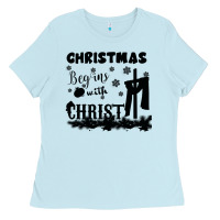 Baby Blue Christmas Begins With Christ Ladies Tee - Bettercallsaul
