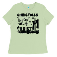 Matcha Christmas Begins With Christ Ladies Tee - Bettercallsaul