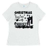 White Christmas Begins With Christ Ladies Tee - Bettercallsaul