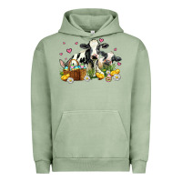 Pigment Oil Green easter cows with chicks Urban Hoodie - AdoDesignShop