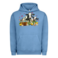 Pigment Pebble Blue easter cows with chicks Urban Hoodie - AdoDesignShop