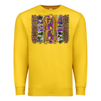 Lemon mardi gras fleur de lis cowhide serape leopard glitter brushstrokes Premium Sweatshirt - Artiststas