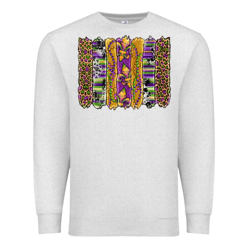 Mardi Gras Fleur De Lis Cowhide Serape Leopard Glitter Brushstrokes Premium Sweatshirt by Artiststas | Teevron