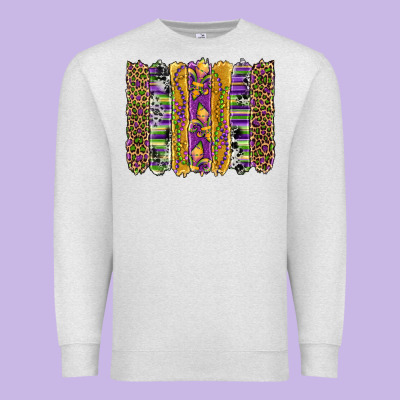 Mardi Gras Fleur De Lis Cowhide Serape Leopard Glitter Brushstrokes Premium Sweatshirt Designed By Artiststas